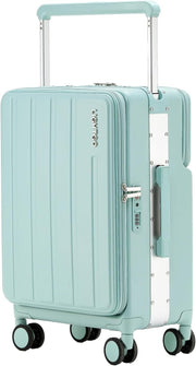24” Dual Opening Checked Suitcase Front & Back Access Hard Shell