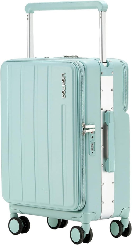 24” Dual Opening Checked Suitcase Front & Back Access Hard Shell