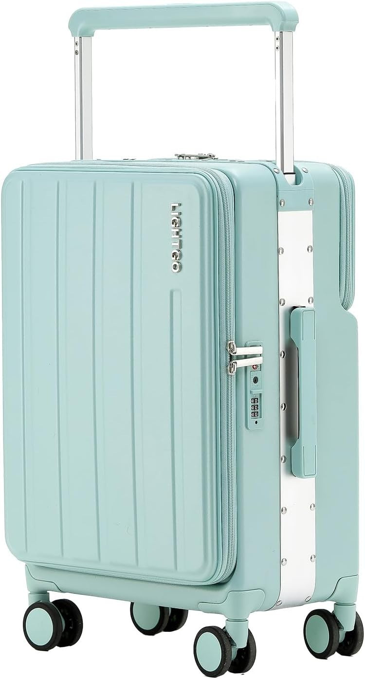 24” Dual Opening Checked Suitcase Front & Back Access Hard Shell