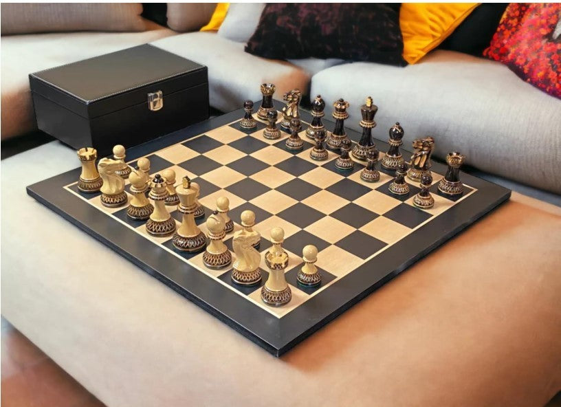 Luxury Wooden Chess Set – Artistic Weighted Pieces & Elegant Anegre Board