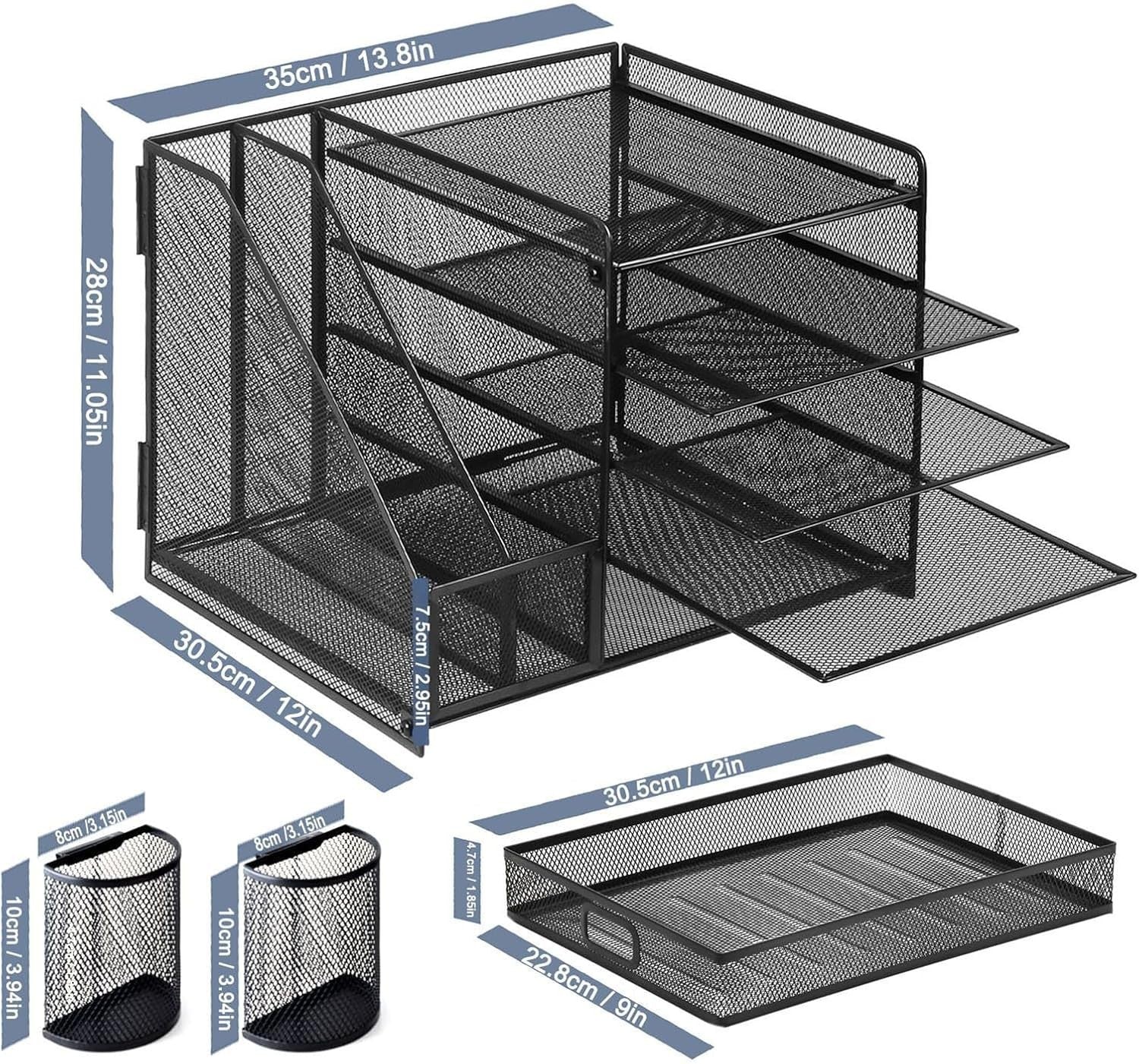 Desk Organiser with Drawers 5 Tier Metal Storage Rack Makeup Office