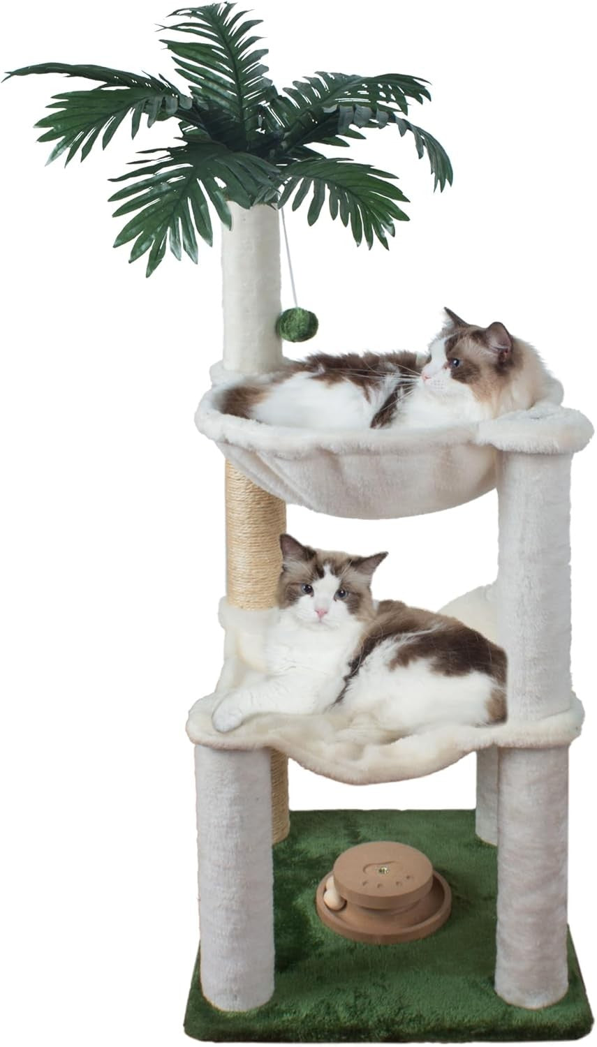 Cat Scratching Post 100cm Tree Tower Double Hammock Condo Play Centre