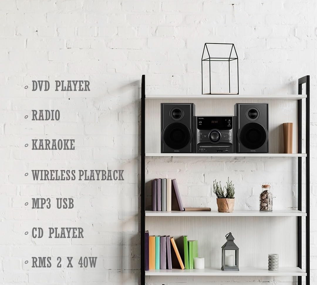 Compact Hi-Fi CD DVD Player Stereo System Bluetooth FM USB 40W Karaoke Remote