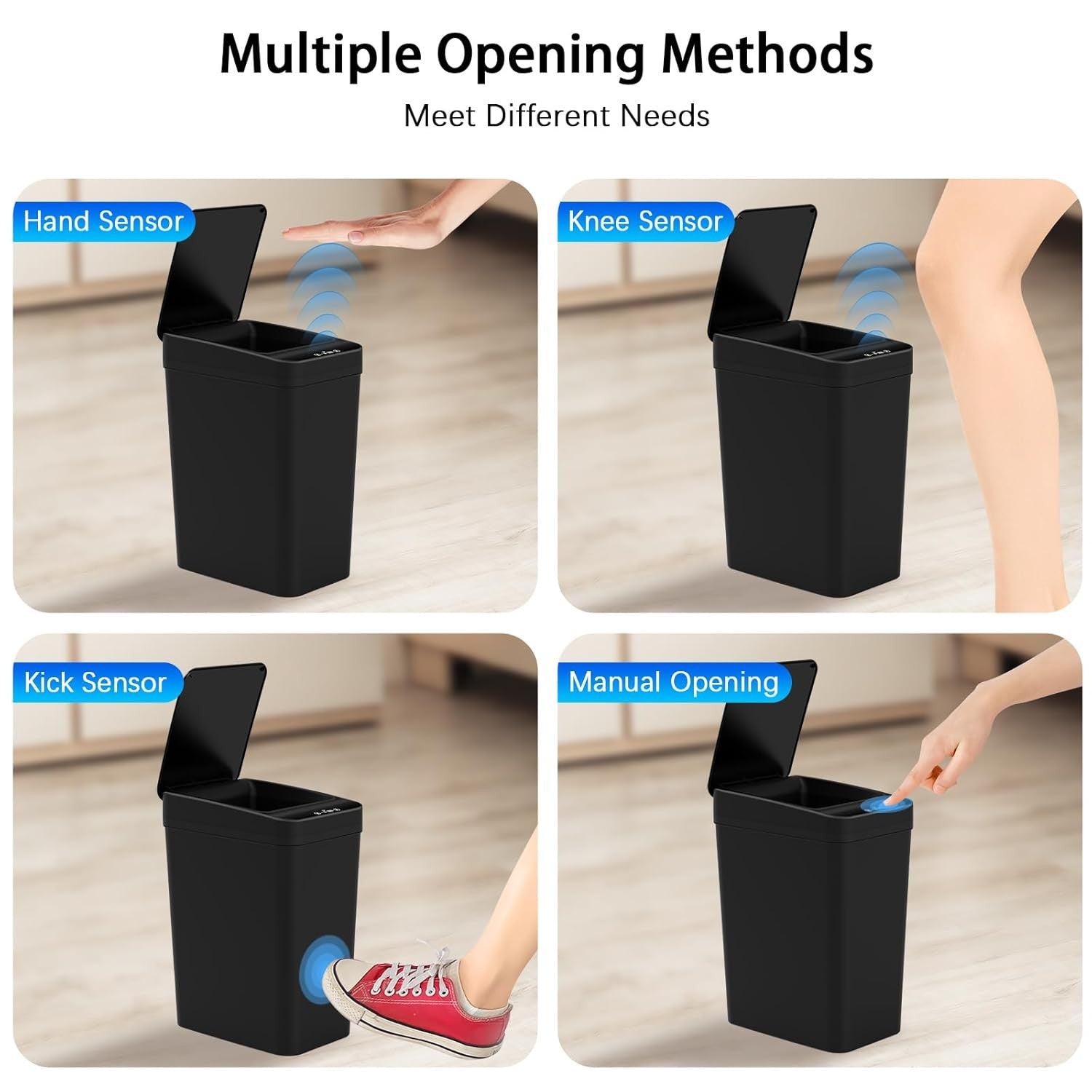 2 Pack 10L Touchless Motion Sensor Bathroom Bins Slim Auto Lid