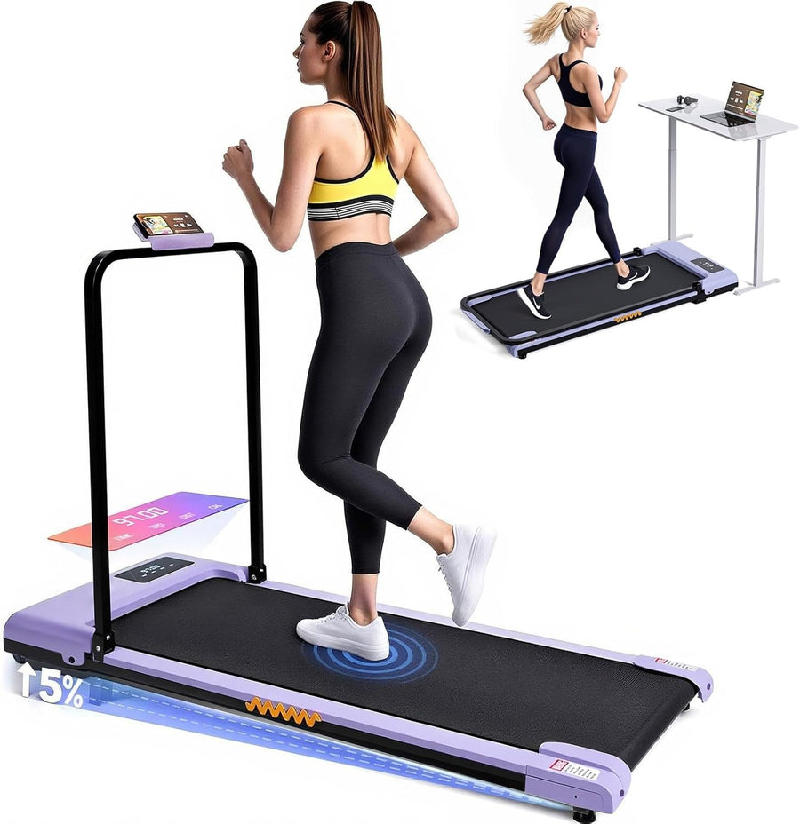 Compact Folding Treadmill 5% Incline Under Desk Electric Walking Machine
