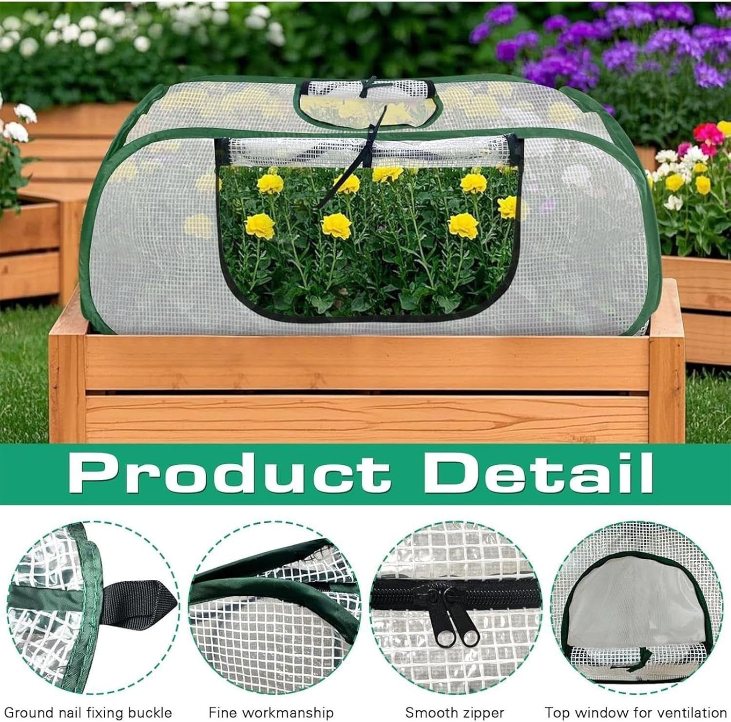 Mini Garden Greenhouse Mesh Tunnel Cold Frame Waterproof UV Protection 35x35cm
