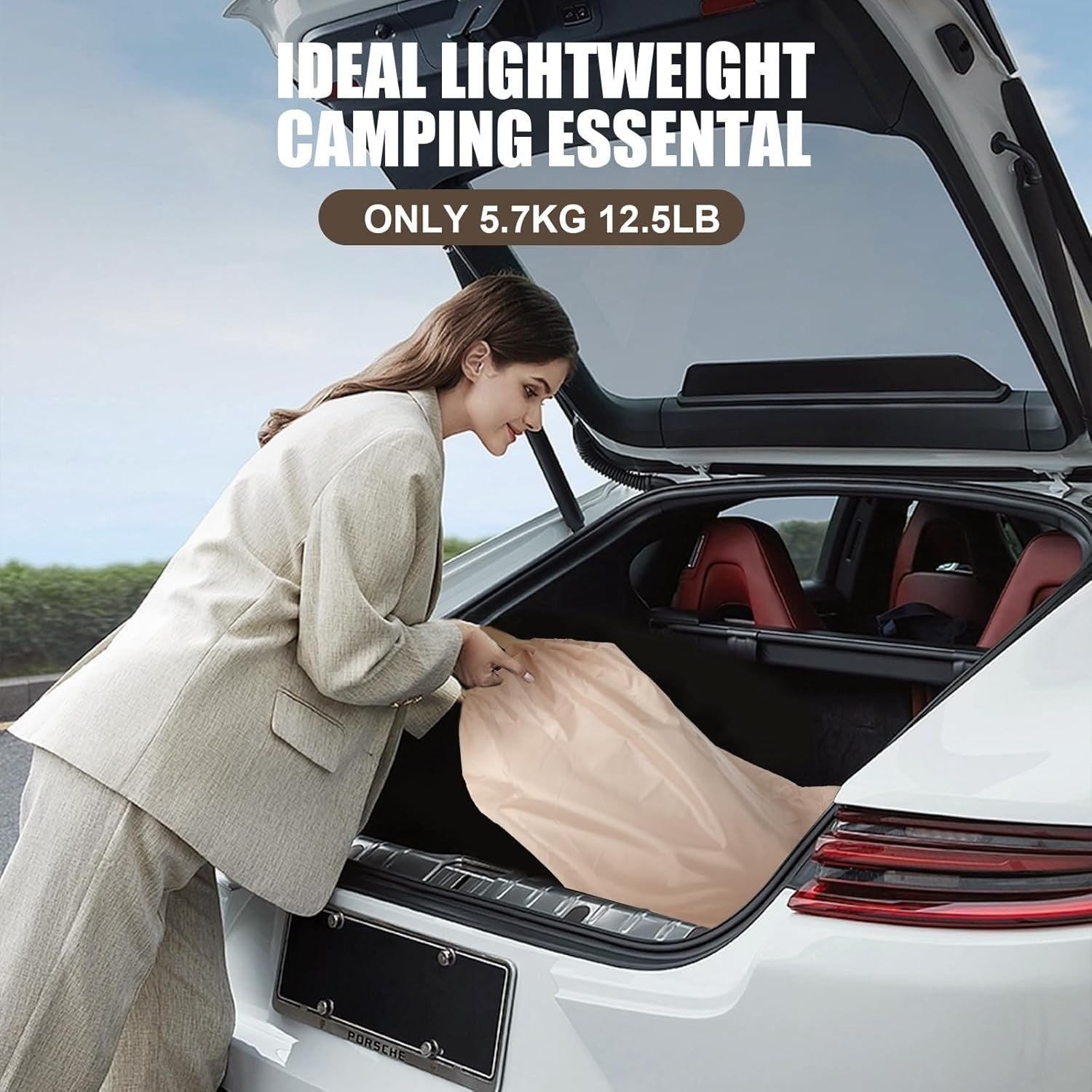 Single Inflatable Air Mattress w/ Built-in Pump & LED Camping Light