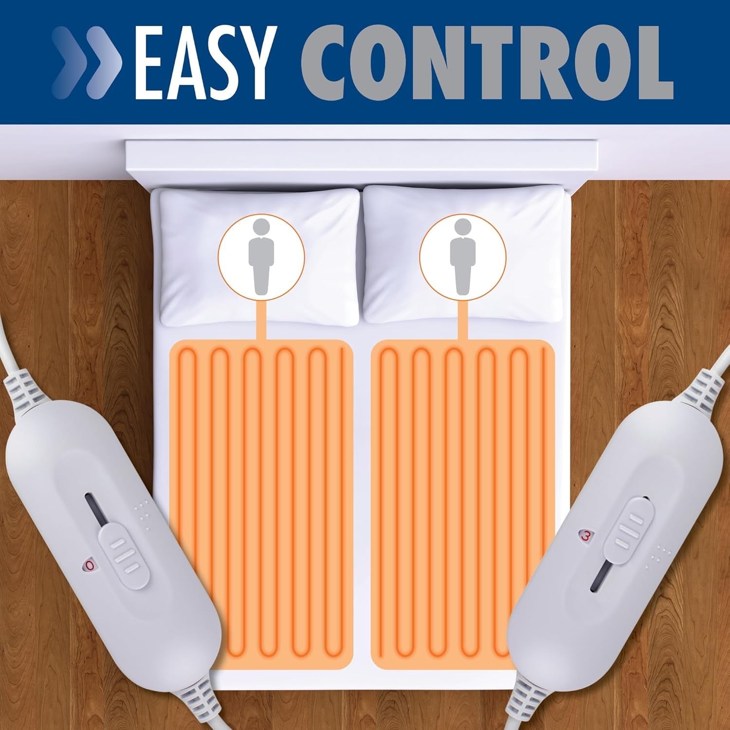 Double Electric Underblanket White 193x137cm Dual Control Heated Mattress