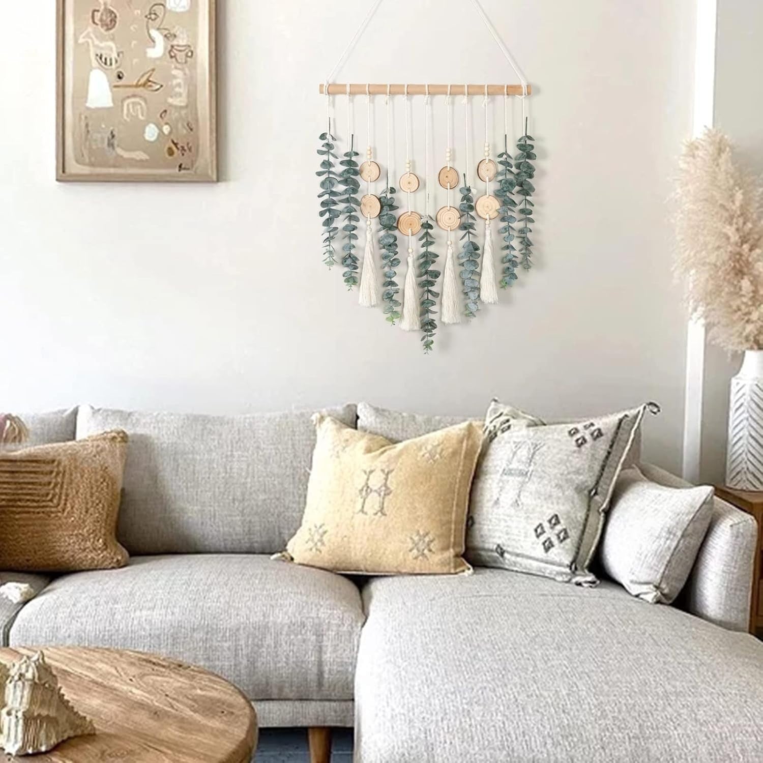 Artificial Eucalyptus Wall Hanging Boho Green-3 Home Decor
