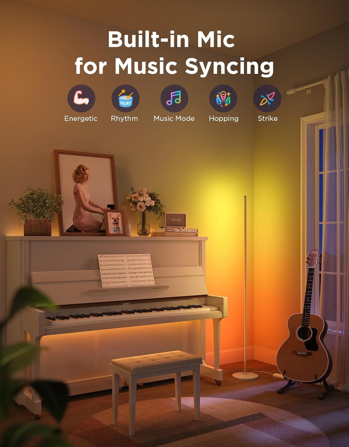 Smart RGBIC Corner Floor Lamp Music Sync App Control Ambient LED Light