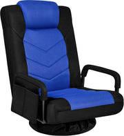 360° Swivel Gaming Floor Chair Recliner 6 Position Sofa Blue