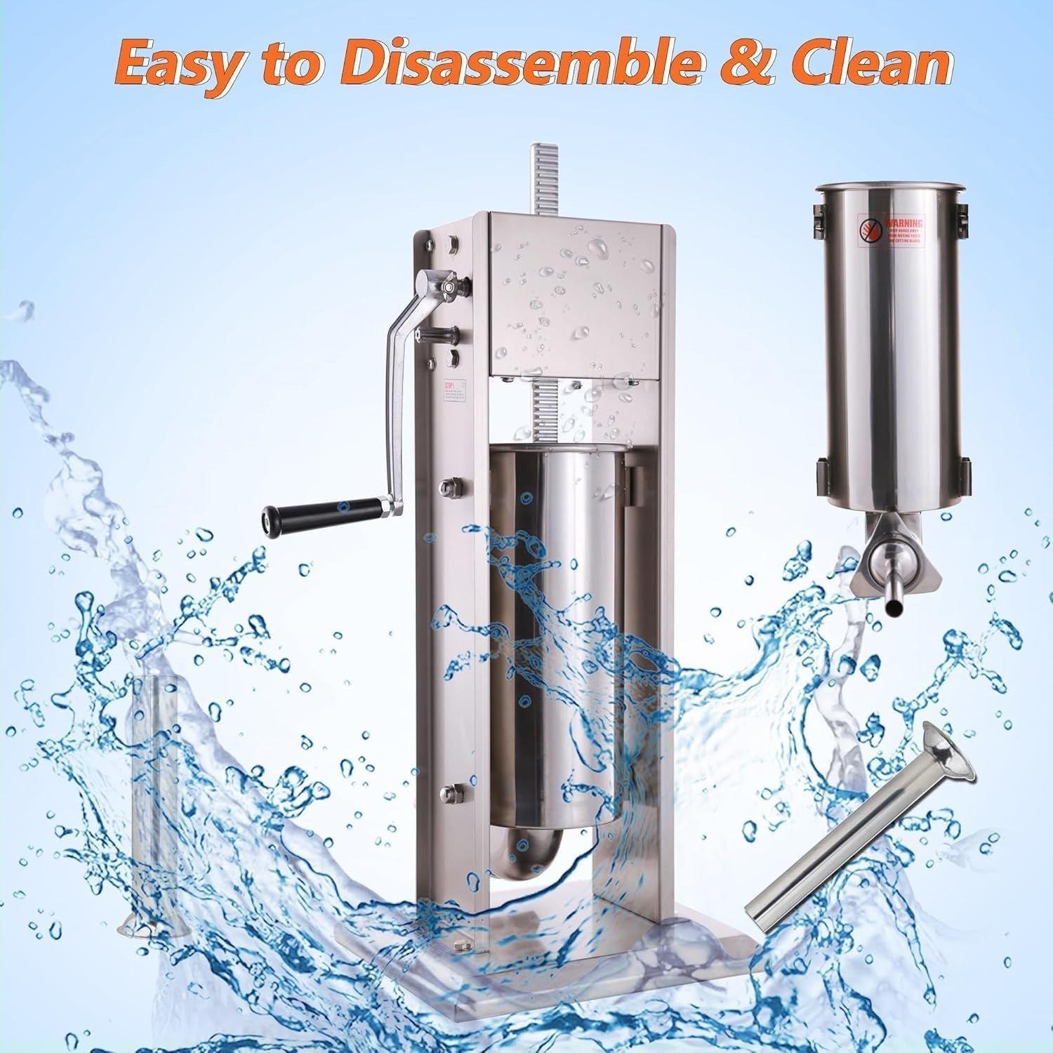 7L Manual Sausage Stuffer Stainless Steel Maker 4 Filling Nozzles