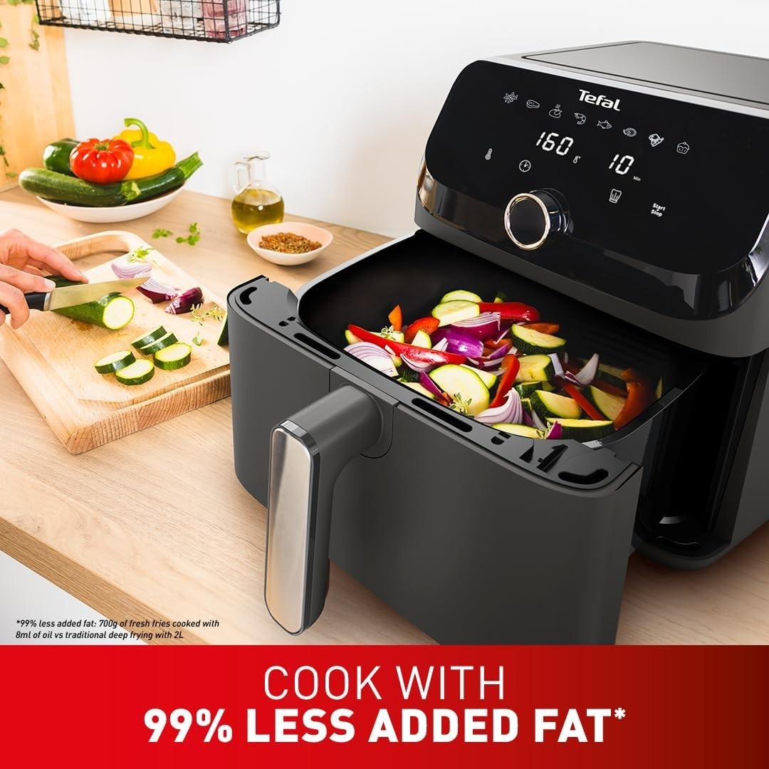 7.5L Mega Air Fryer XL | Family Size Up to 8 | 8 Presets | Energy-Saving Grey
