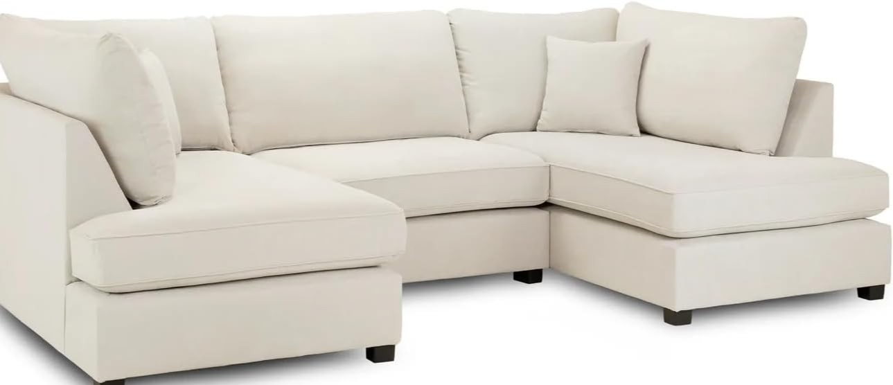 4PC U Shape Sofa with Footstool – Grey  – 5/6 Seater Modular.