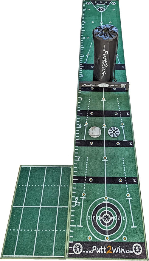 Indoor Golf Putting Mat 10ft Training Green w/ Chipping Game & Targets