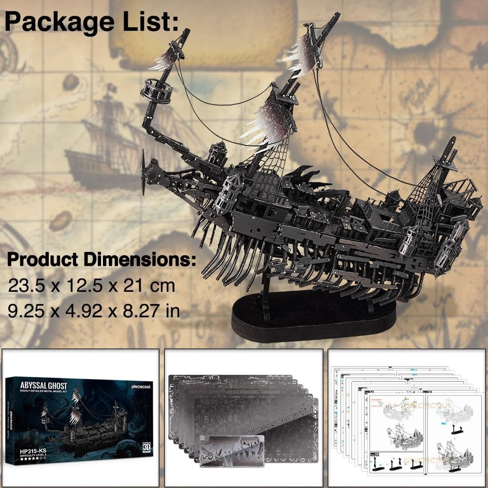 3D Metal Silent Ghost Pirate Ship Puzzle – Durable DIY Model Kit