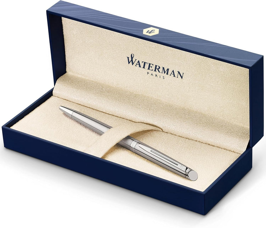 Luxury Ballpoint Pen – Stainless Steel Chrome Trim, Medium Blue Ink, Refillable