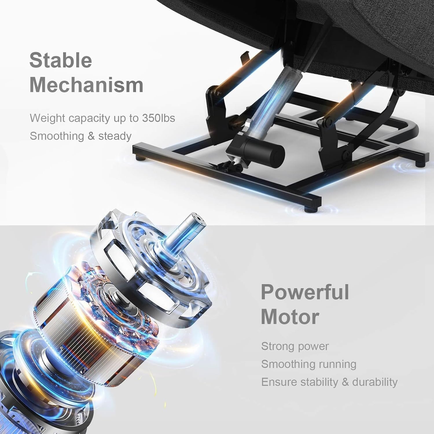 Power Lift Recliner Chair Massage Heat USB Type-C Cup Holders Fabric Deep Grey
