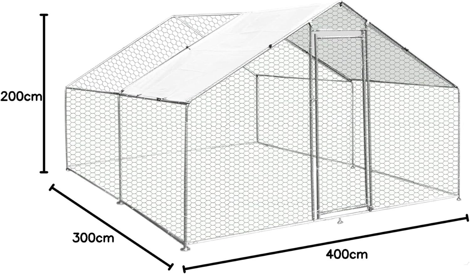 Walk In Chicken Run 4x3x2m Galvanised Steel Coop Pen