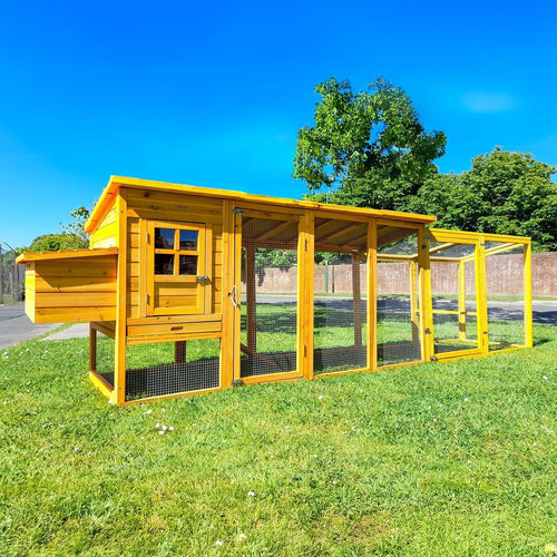 12.5ft Wooden Chicken Coop Covered Run Pull Out Tray Secure Hen House