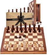 Wooden Chess & Backgammon Set | Folding Board with Pieces | Classic 2-in-1 Game
