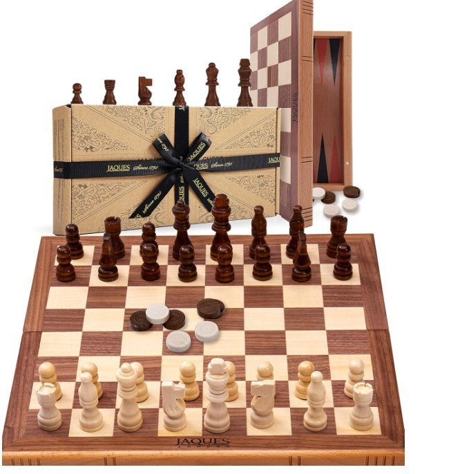 Wooden Chess & Backgammon Set | Folding Board with Pieces | Classic 2-in-1 Game