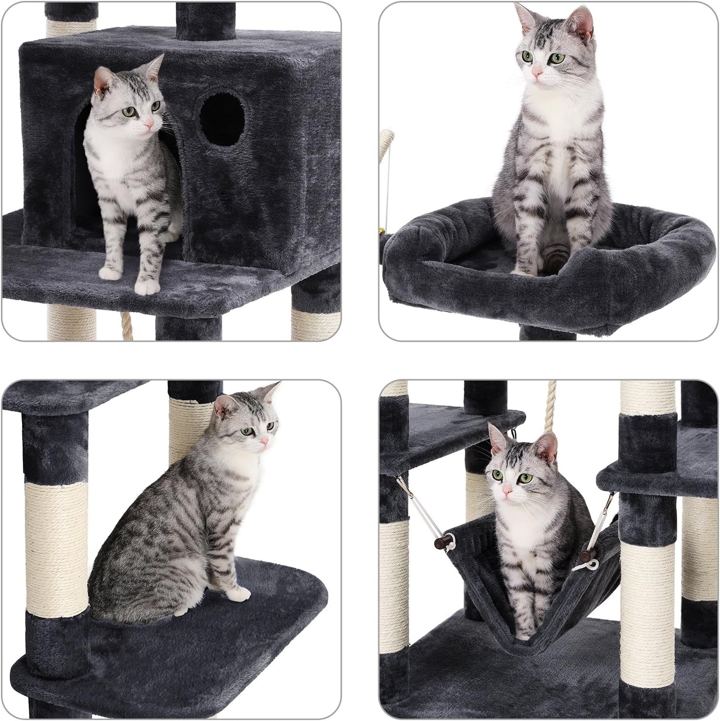 Large Cat Tree Tower 154cm Scratching Posts Hammock Condo Multi-Level