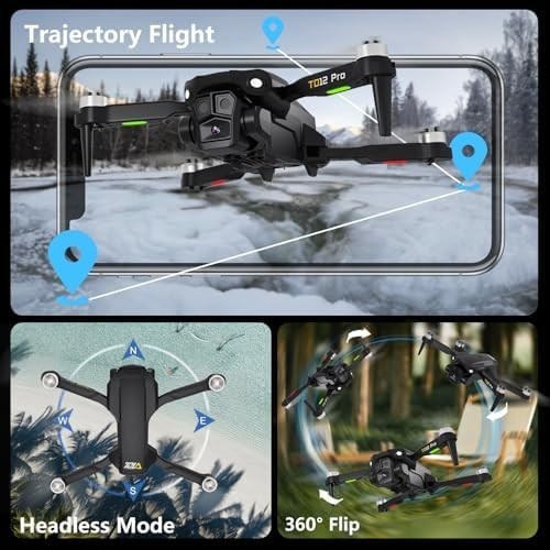 4K Camera Drone for Adults, Foldable Brushless Motor, 3 Speeds, Carry Case