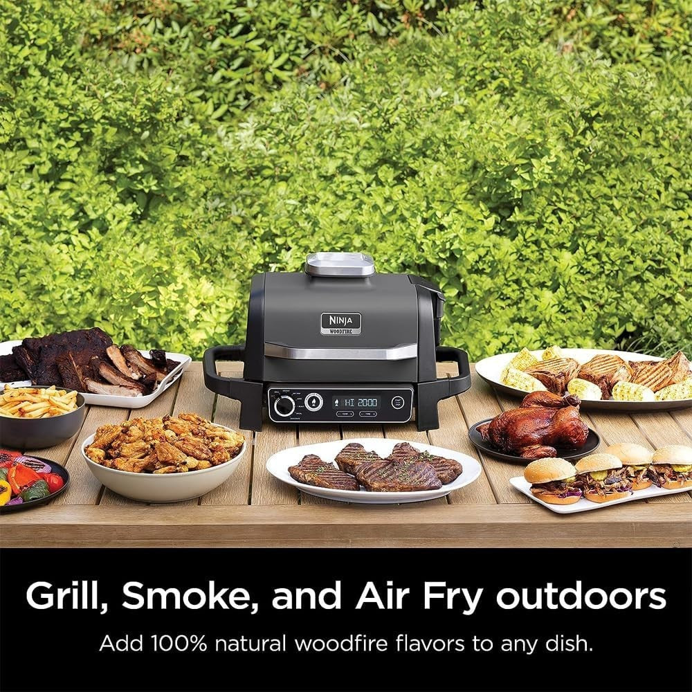 Outdoor Electric Grill Smoker 7-in-1 Wood Pellet BBQ Air Fry Bake Roast Renewed