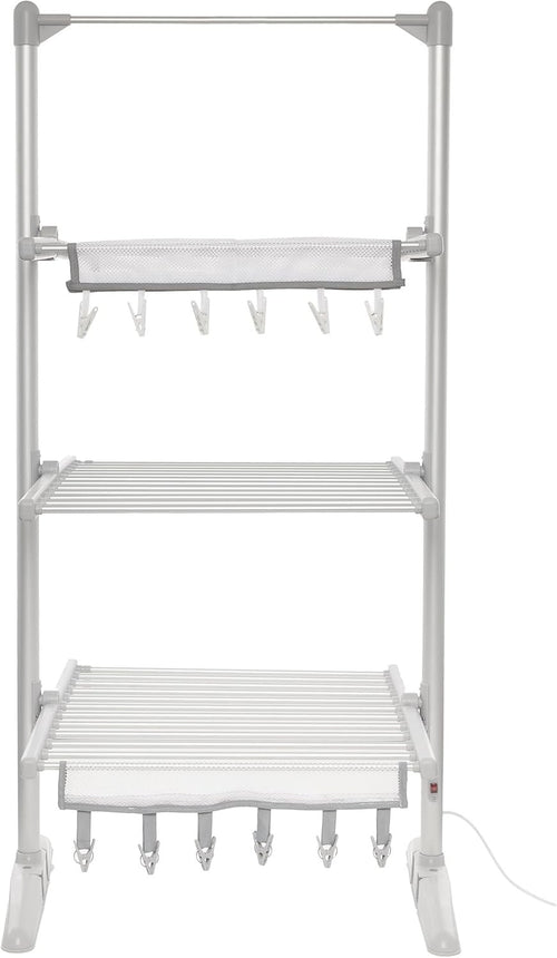 3 Tier Heated Clothes Airer Electric Folding Indoor Drying Rack 36 Bars