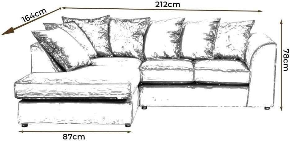 4 Seater Modular L Shape Sofa - Black Leather & Grey Chenille, Scatter Back Comf