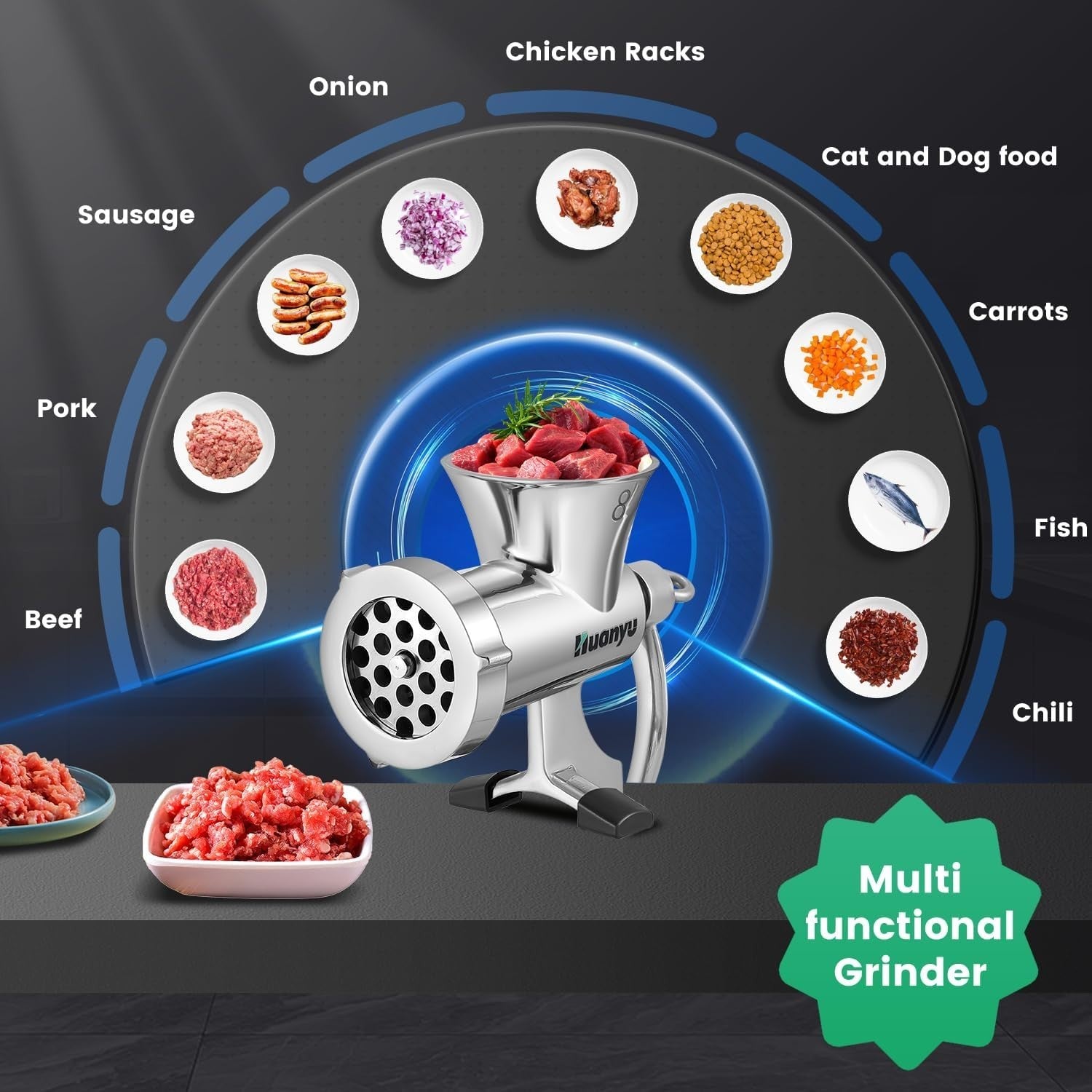 Manual Stainless Steel Meat Grinder Sausage Maker Mincer M8