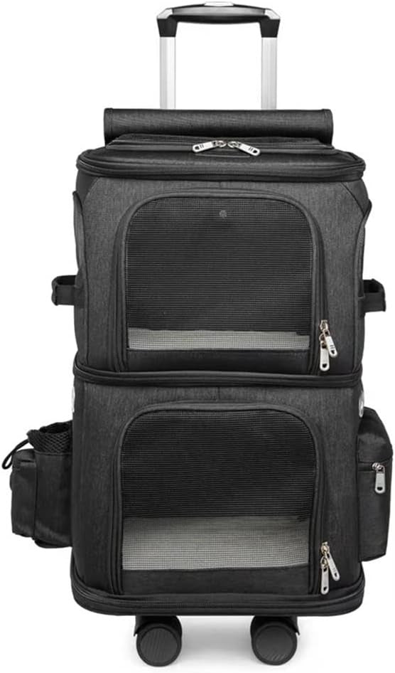 Pet Travel Carrier with Wheels Foldable Double Layer Soft Sided Stroller