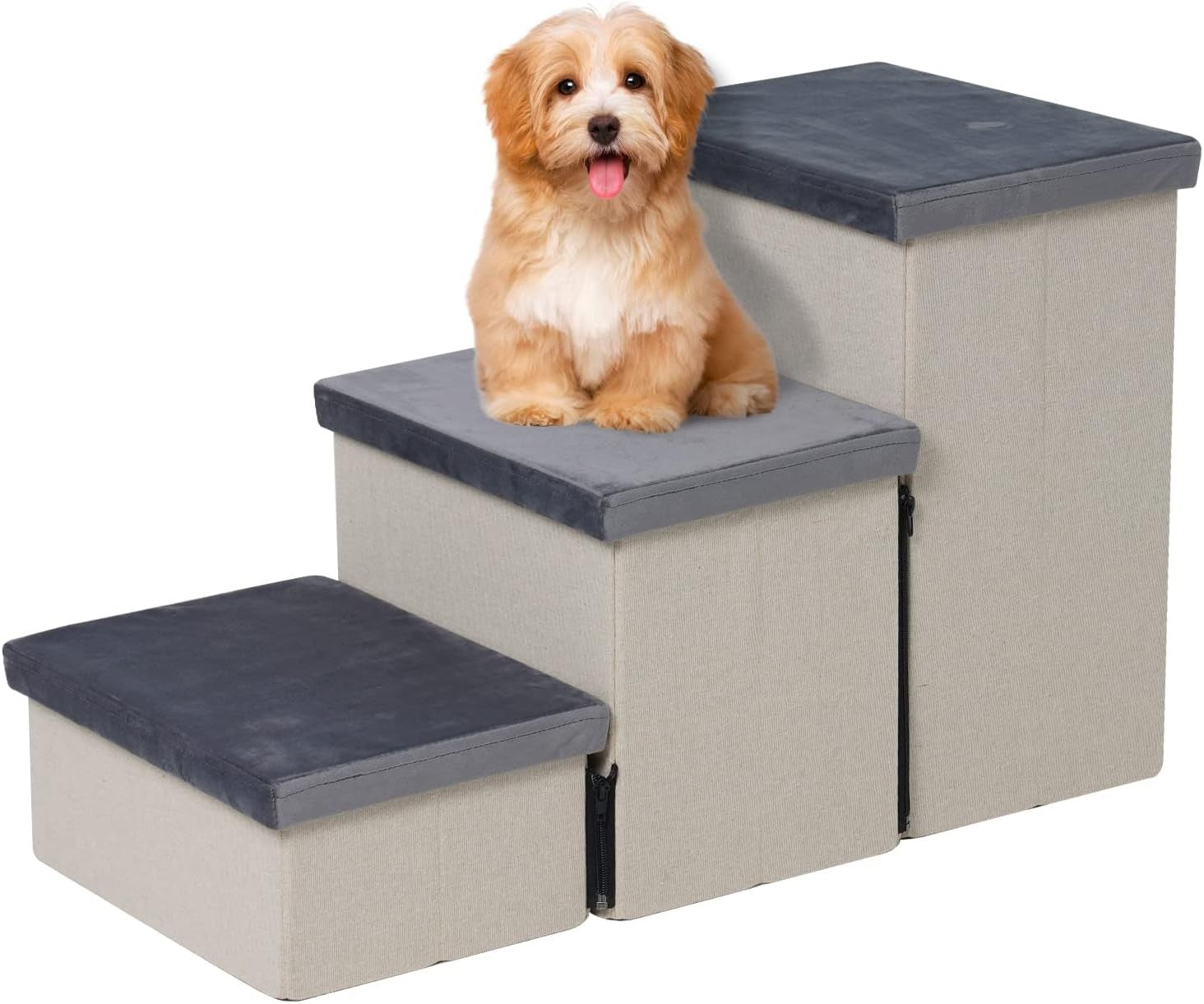 Foldable Dog Stairs with Storage – Non‑Slip Pet Steps for Bed & Sofa
