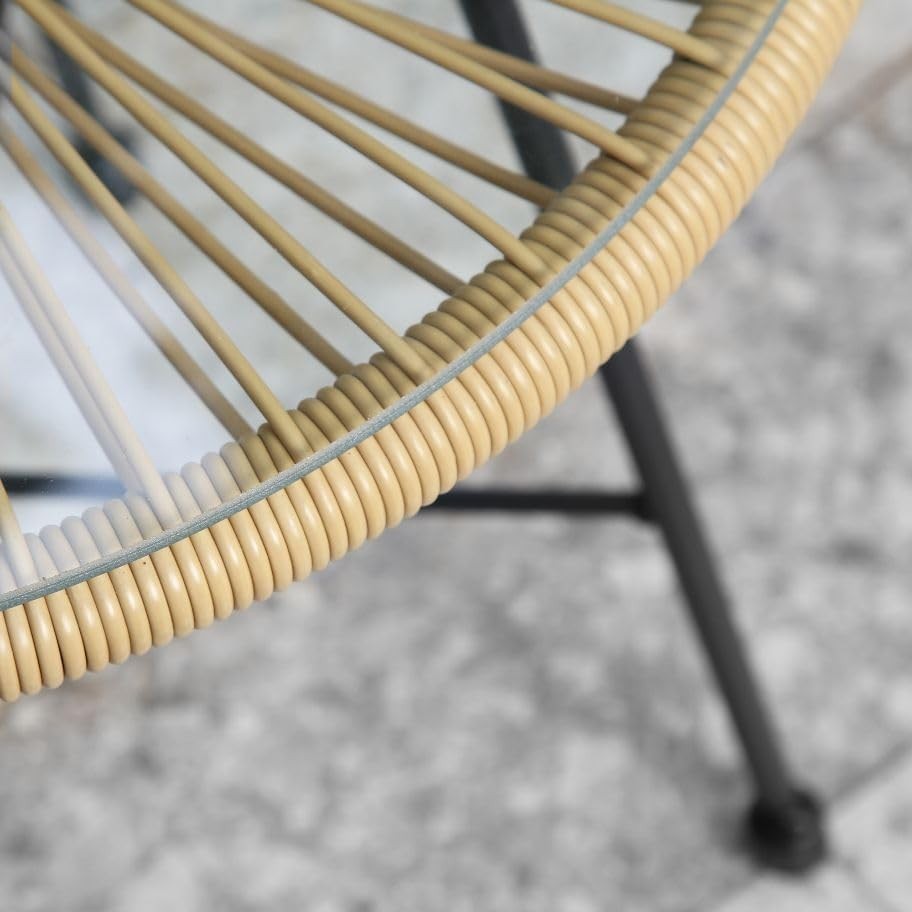 Outdoor Bistro Egg Chair Set with Table – Rattan Style, Retro Garden Furniture