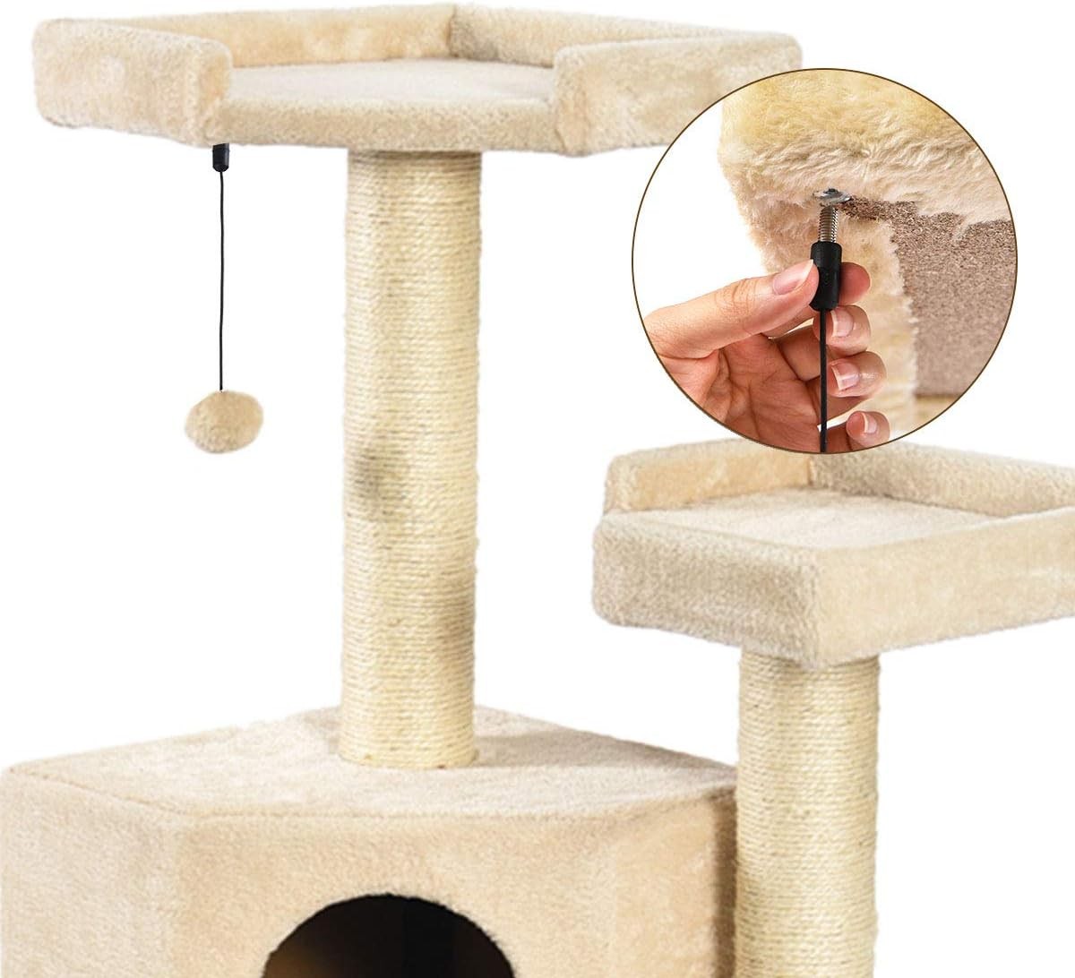 Large Cat Tree Tower with Tunnel Scratching Post 114cm Multi-Level Condo
