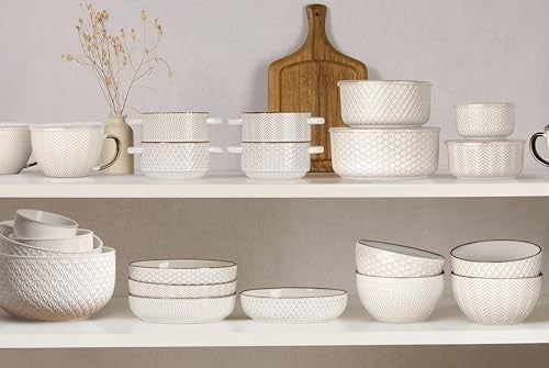 4-Piece Ceramic Nesting Mixing Bowls Set Prep Serving Salad Soup
