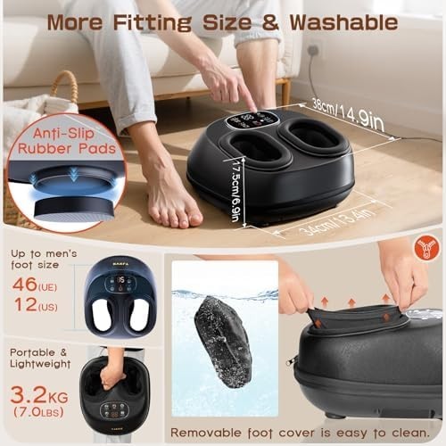 Electric Foot Massager with Heat, Shiatsu Deep Kneading & Air Compression
