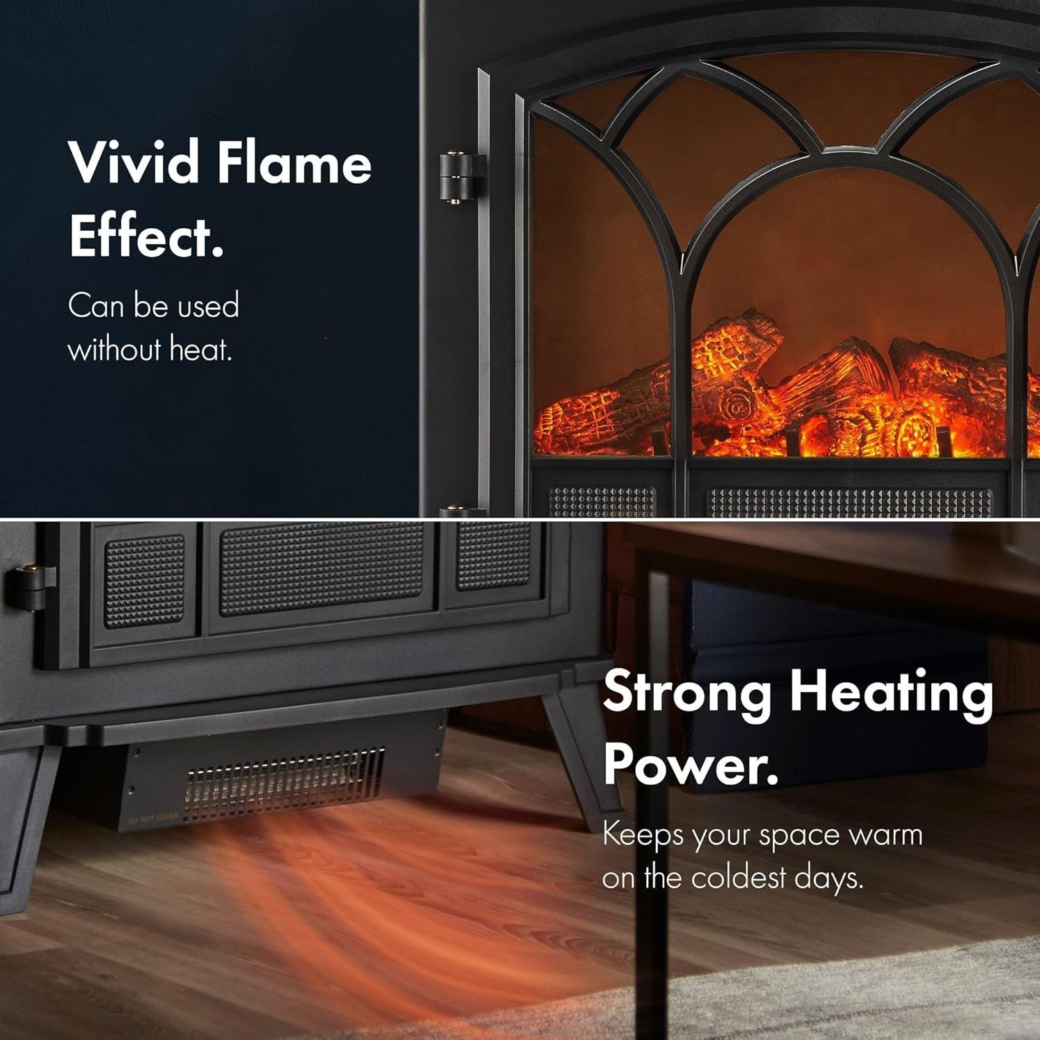 Electric Log Burner Fireplace Stove 1850W LED Flame Heater Thermostat Safe
