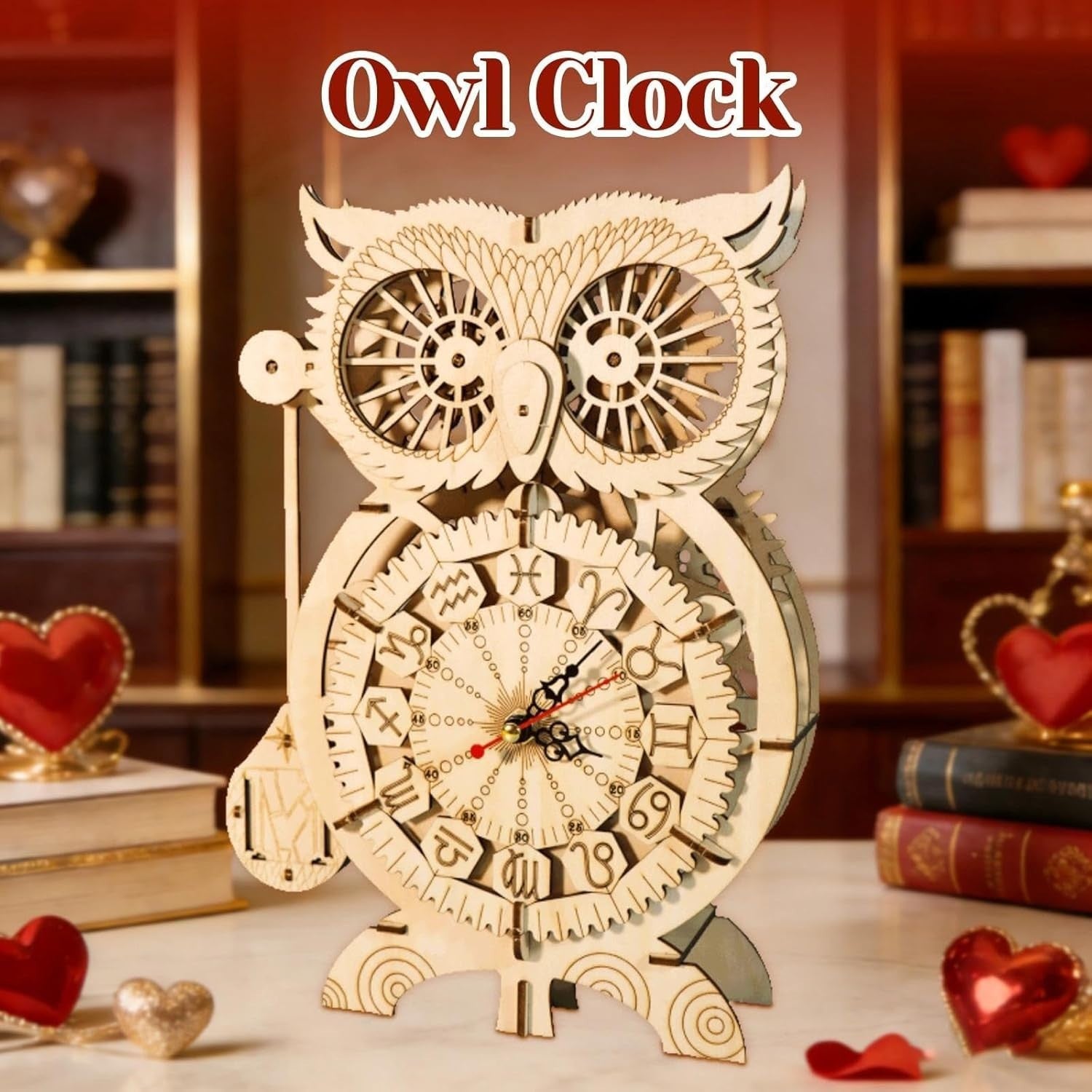 3D Owl Clock Wooden Puzzle Mechanical Pendulum Model Kit DIY Gift