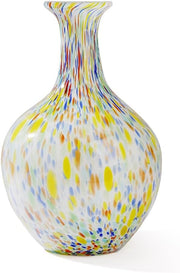 Hand Blown Colorful Glass Vase 12.5in Round Art Decor Wide Mouth