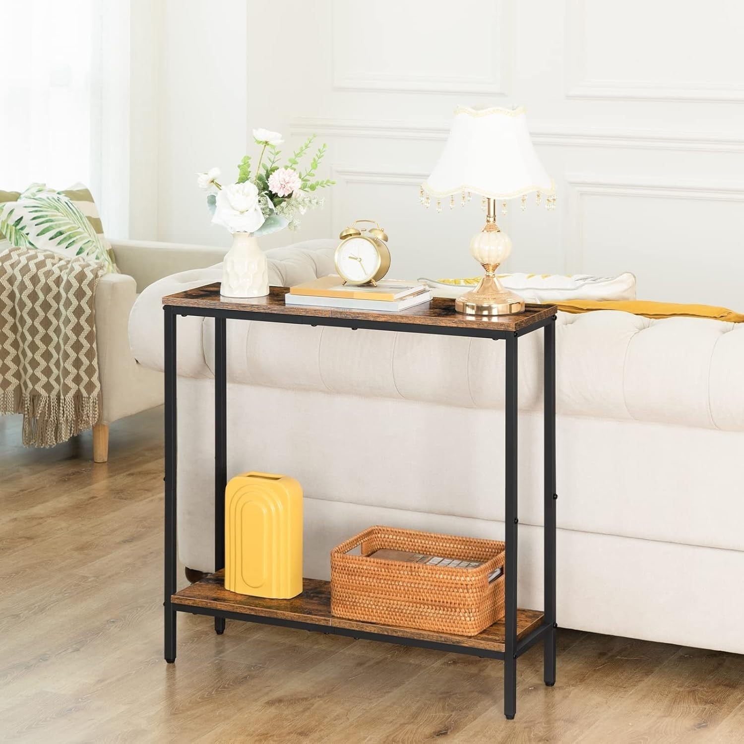 Slim 2-Tier Console Table with Storage Shelf for Hallway & Living Room