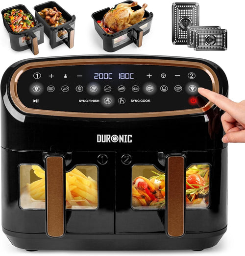 XL Triple Drawer Digital Air Fryer 10L | Dual Zone | 10-in-1 Presets | Viewing