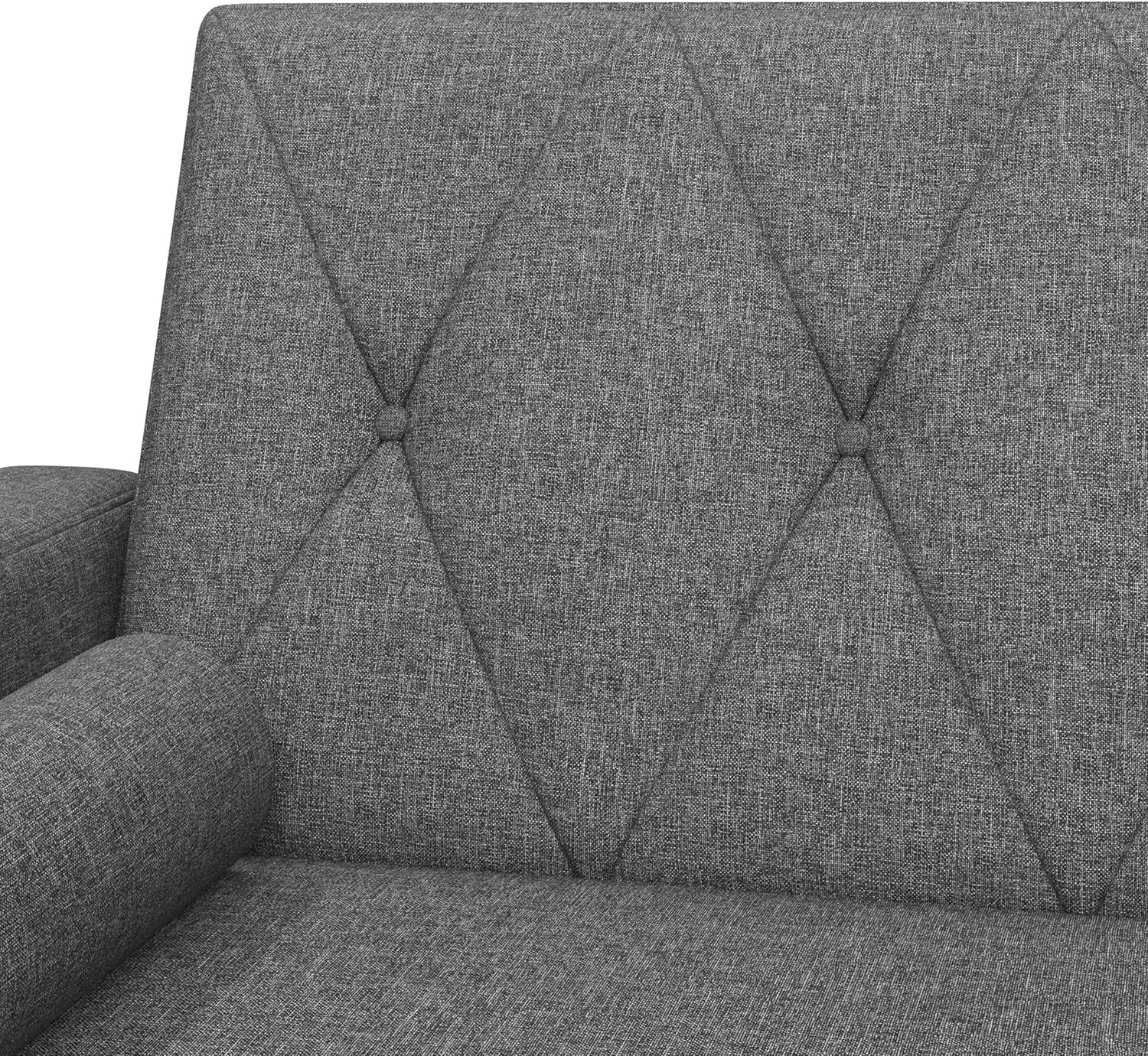 Dark Grey 3 Seater Sofa Bed Click Clack Modern Couch with Pillows Small Space