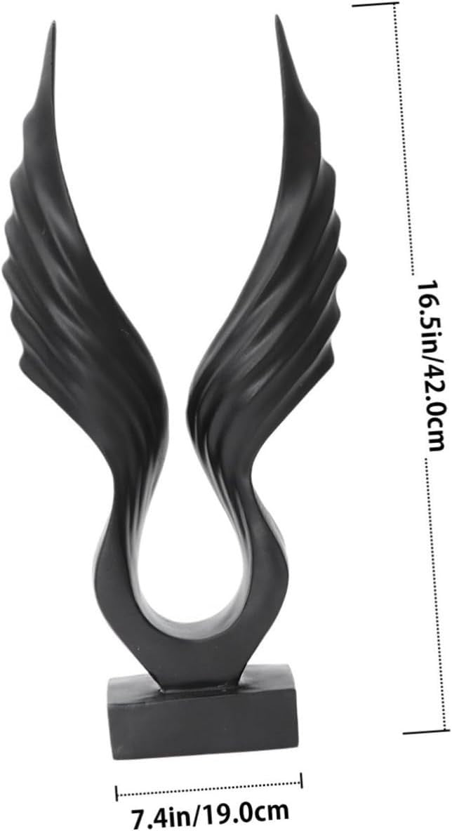 Black Angel Wing Resin Sculpture Modern Ornament for Home Table Shelf Decor