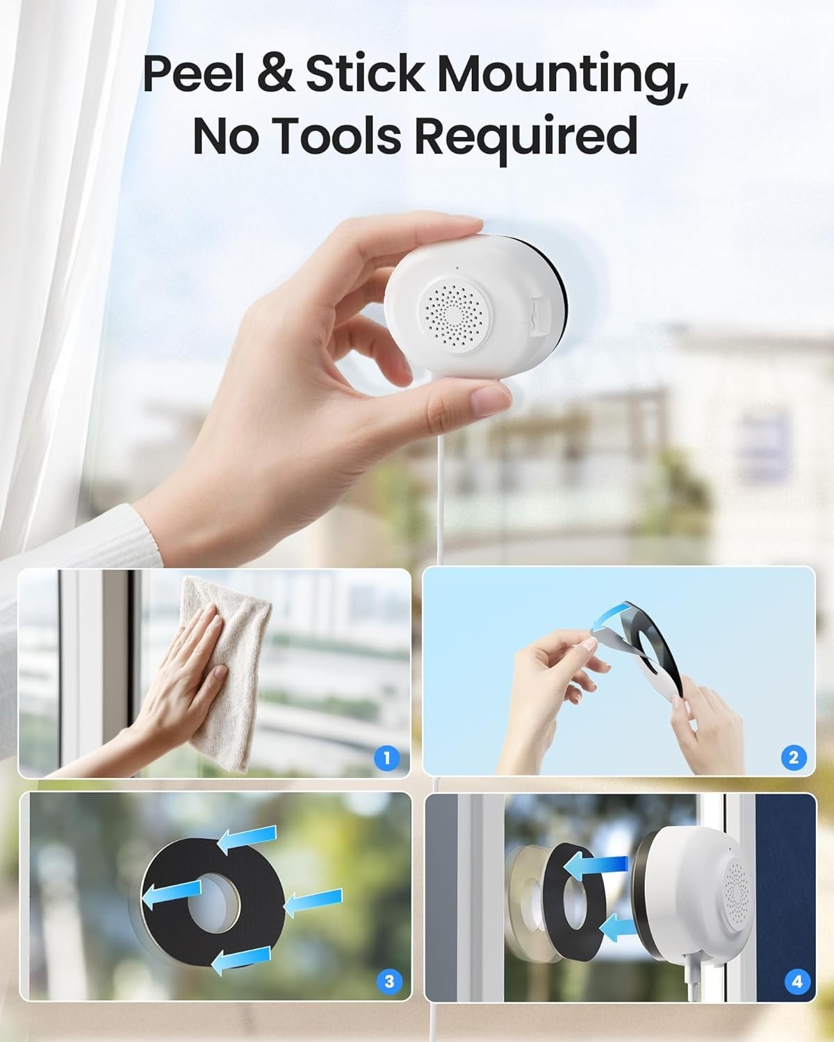 2K Window Security Camera WiFi Full Color Night Vision AI Detection
