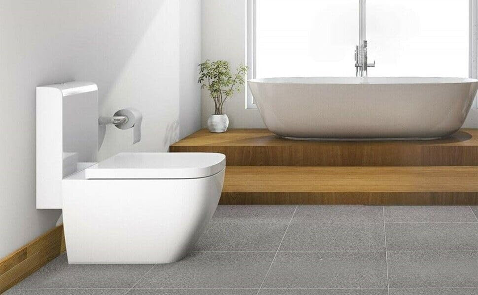 Square Toilet Seat Soft Close Quick Release Adjustable Hinges Easy Clean 42x36cm