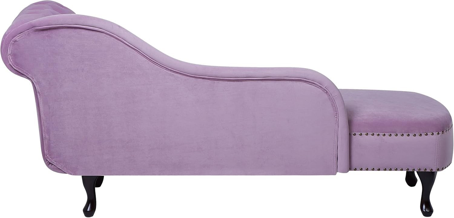 Pink Velvet Right Hand Chaise Lounge Sofa Chesterfield Style Tufted Seat