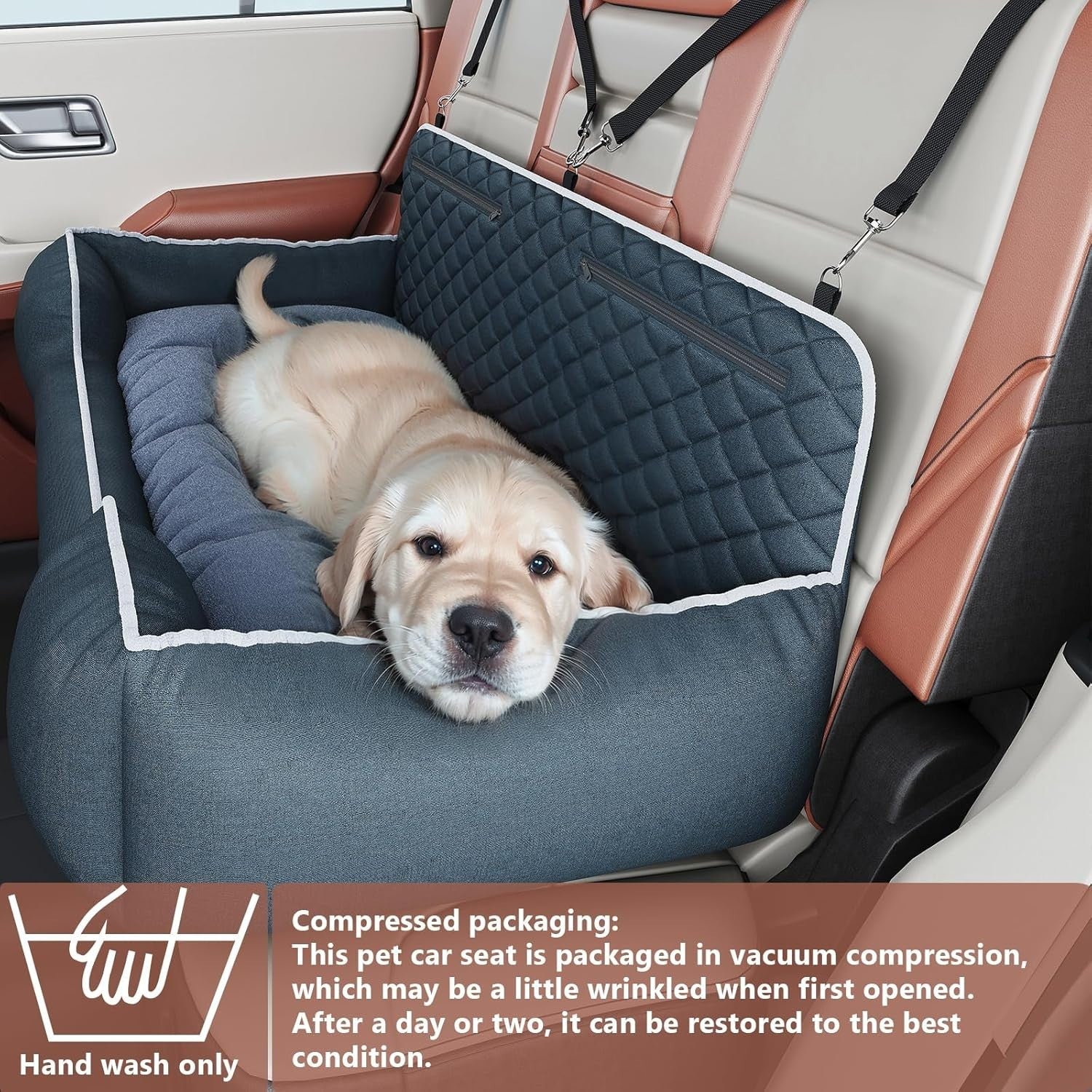 Large Dog Car Seat SUV Truck Booster Bed Safety Tether Washable 100lb