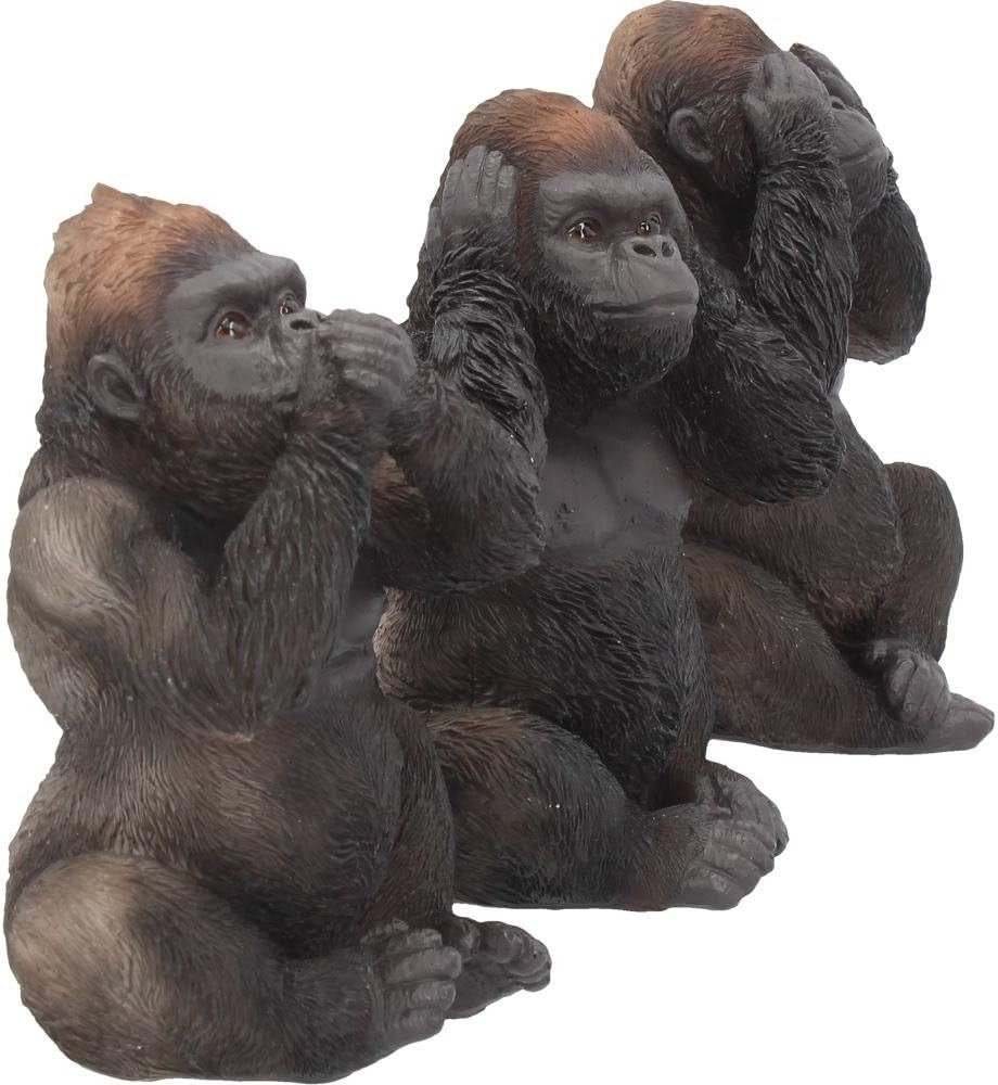 Three Wise Gorillas Figurines Set Resin 13.5cm Animal Ornament Home Decor Gift